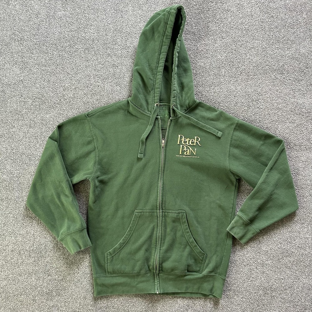 Peter Pan Broadway Musical Hoodie‎ Mens Large Green Full Zip Graphic Sweatshirt